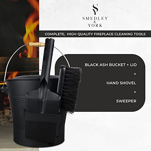 Sunnydaze Decor Steel Fireplace Ash Bucket with Lid, Shovel and